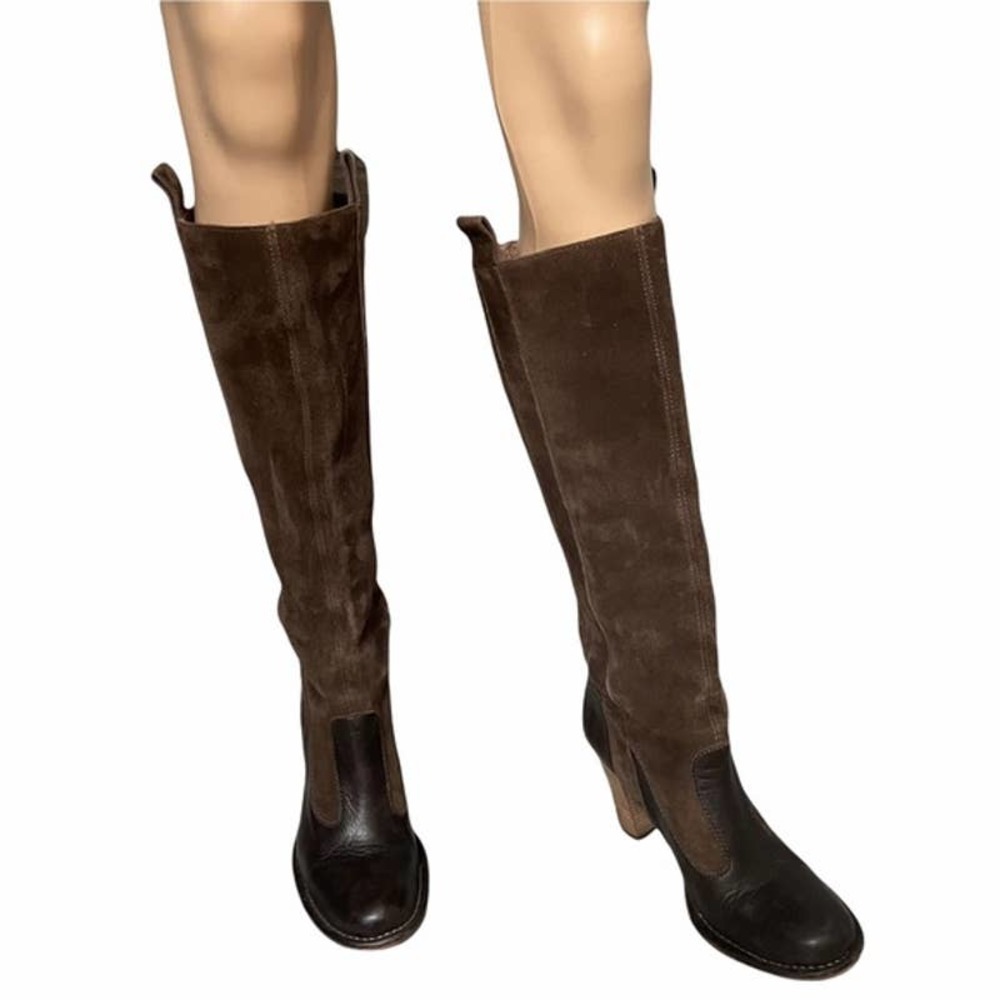Frye Chocolate Brown Dark Villager Pull On Tall Boots